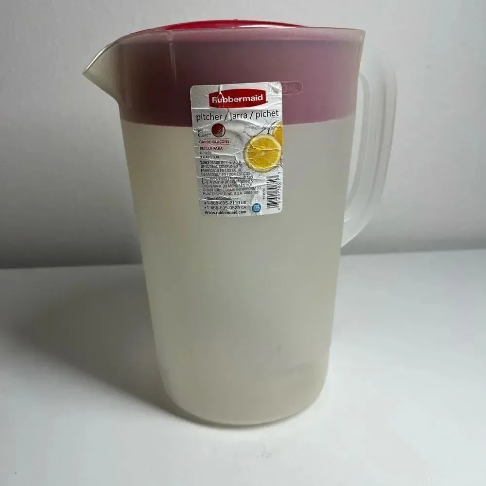 Rubbermaid 1 Gal. Simply Pour Plastic Pitcher With Multi-function Lid